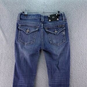 Miss Me Mid Rise Bootcut Jeans Embellished Pockets Flap Size 27 Y2K